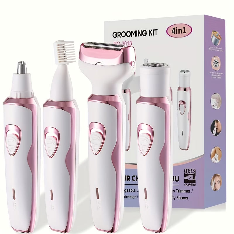 Women, Rechargeable grooming kit, Lady Electric Shaver For Face, Nose, Legs And Underarm, Bikini Trimmer For Women Painless, Hair Razor Rechargeable & Portable