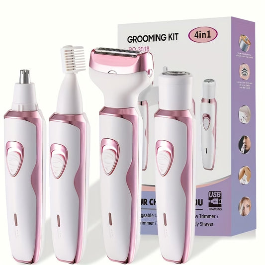 Women, Rechargeable grooming kit, Lady Electric Shaver For Face, Nose, Legs And Underarm, Bikini Trimmer For Women Painless, Hair Razor Rechargeable & Portable